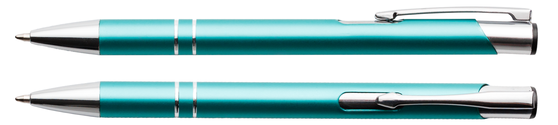 Morski matowy długopis metalowy Cosmo z grawerem laserowym logo firmy, personalizowany gadżet reklamowy B2B, B2C producent PENS4U Żary