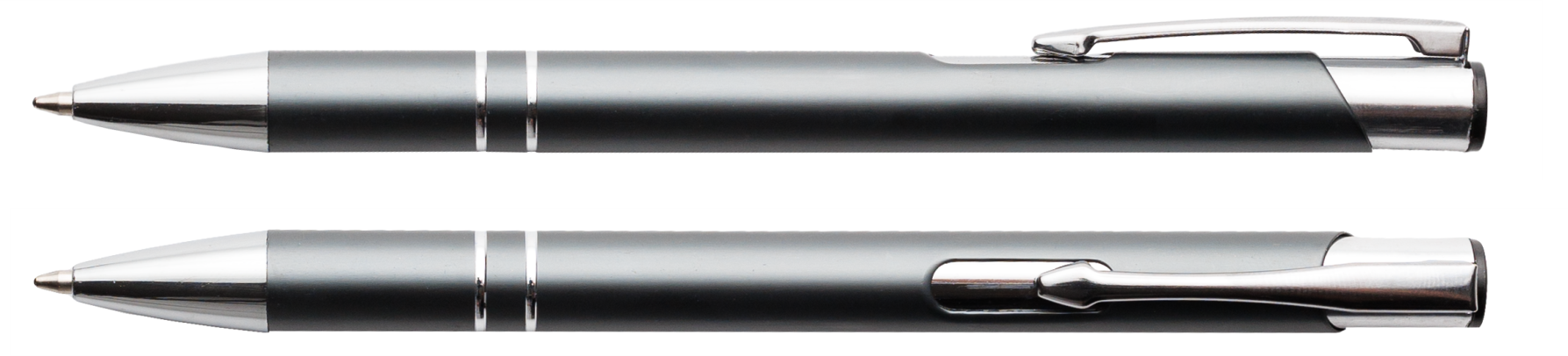 Szary matowy długopis metalowy Cosmo z grawerem laserowym logo firmy, personalizowany gadżet reklamowy B2B, B2C producent PENS4U Żary